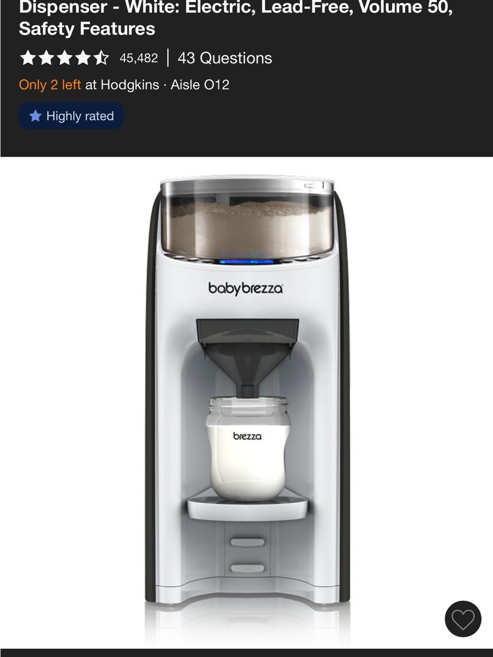 babybrezza Formula Pro Electric Formula Dispenser – White